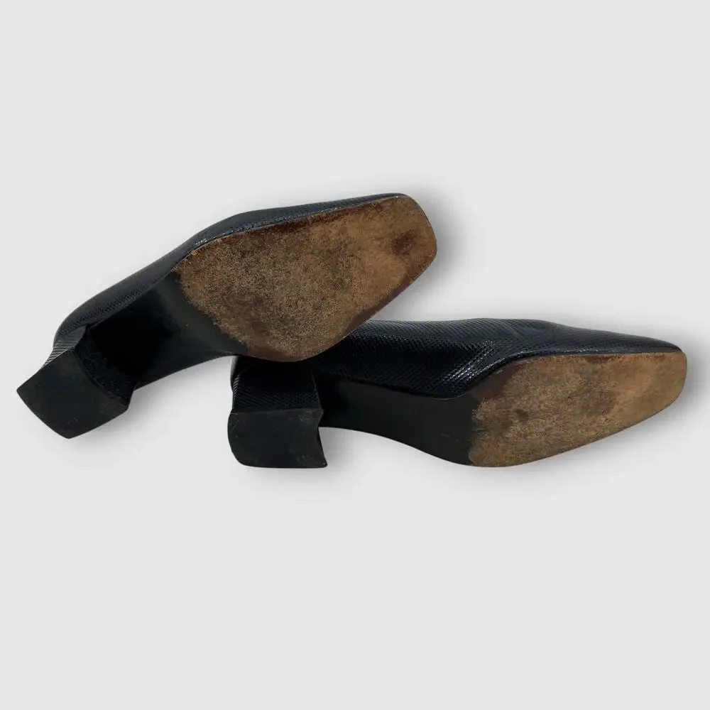 Vintage Stuart Weitzman Textured Leather Block Heel Pumps Size 7.5